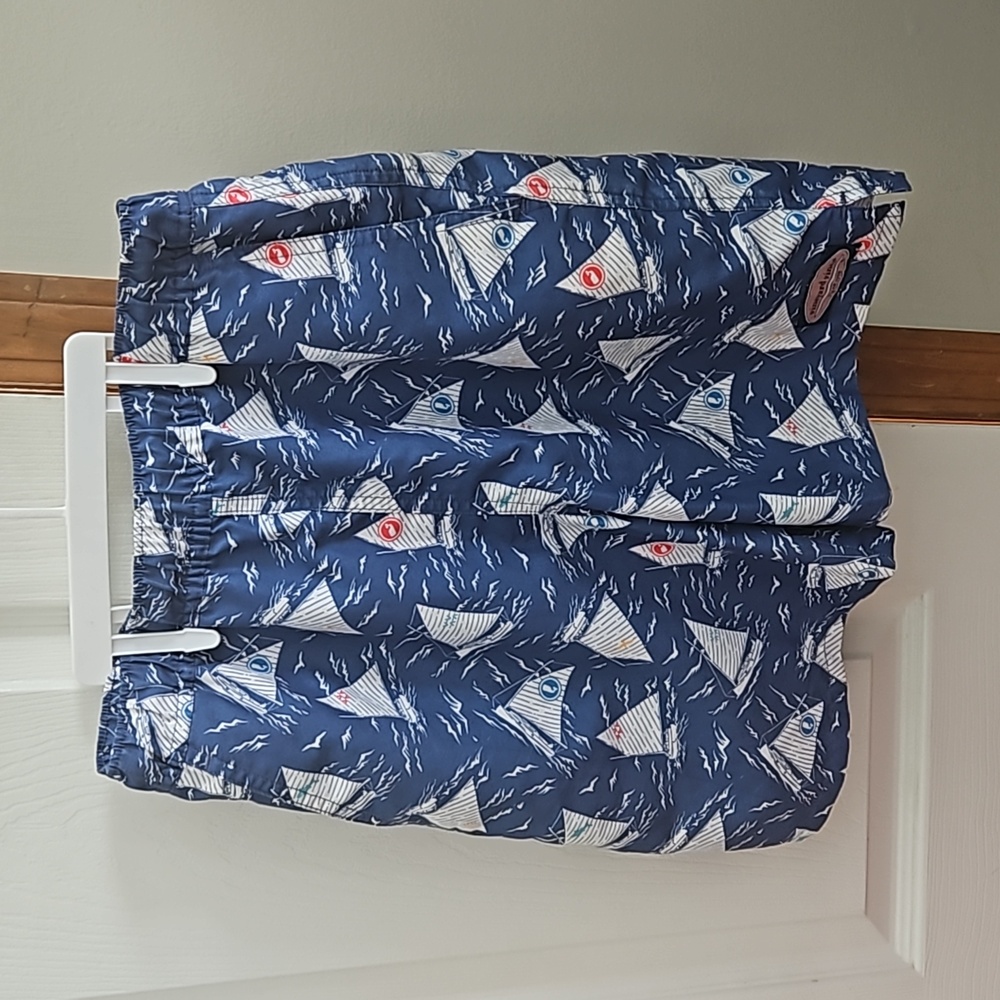 Vineyard Vines sailboat blue swim shorts